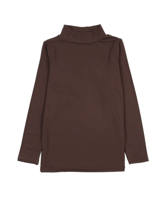 BAMBOO LONG SLEEVE MOCKNECK TEE- CHOCOLATE