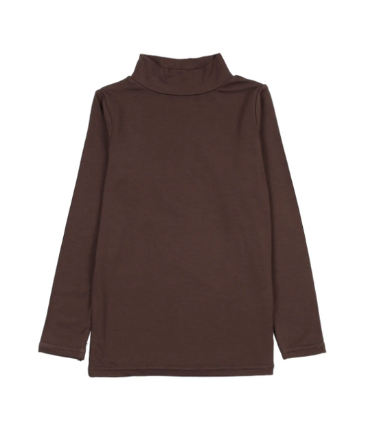 BAMBOO LONG SLEEVE MOCKNECK TEE- CHOCOLATE