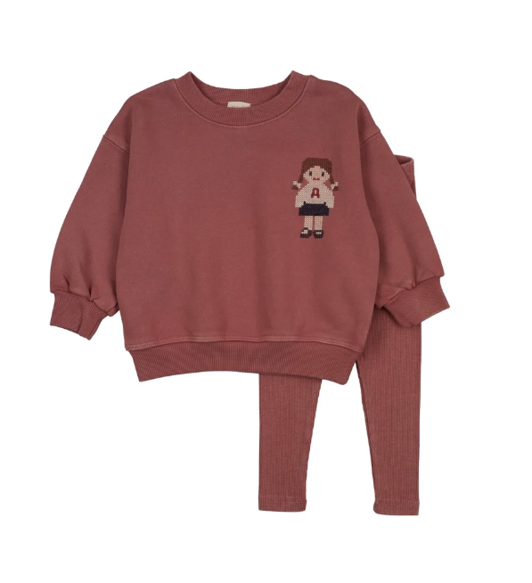 DOLL SWEATSHIRT SET- VINTAGE PINK