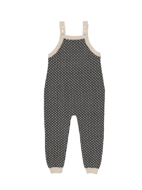 HEIRLOOM KNITS KNIT OVERALLS - BLACK/CREAM