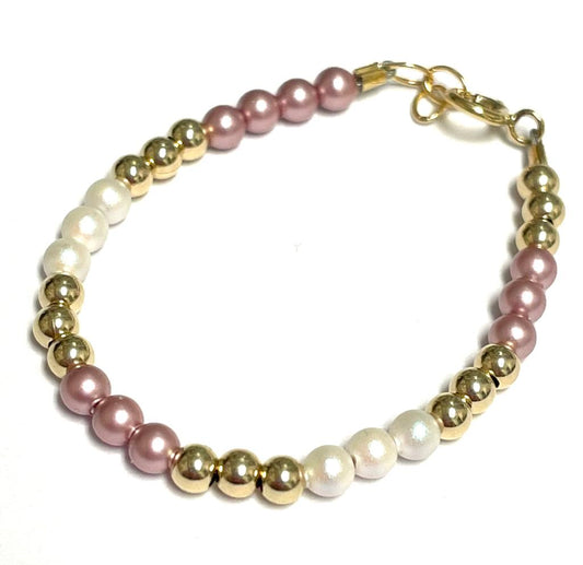 Baby Bracelet Mauve Gold and Pearl