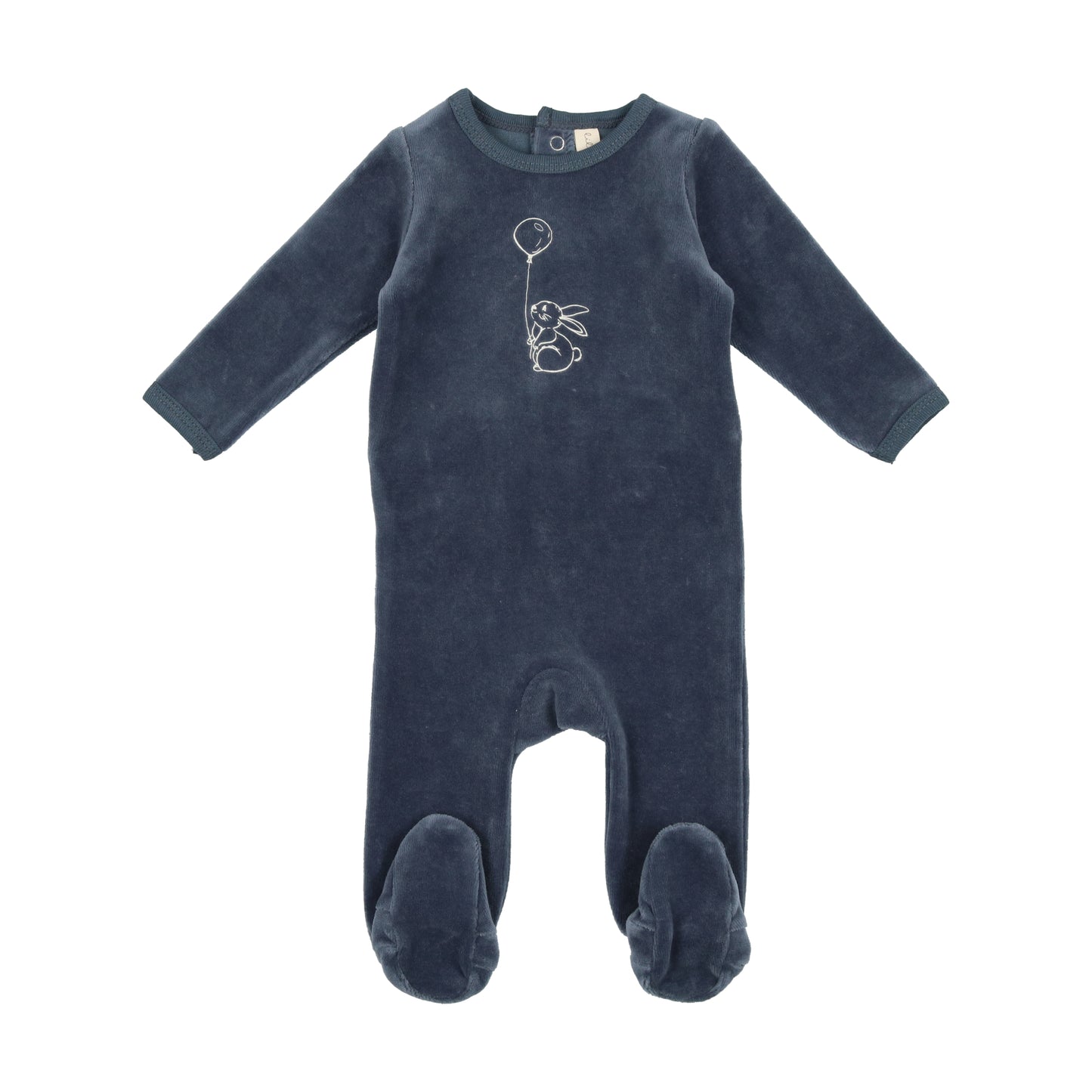 Velour Bunny Footie- Blue with Balloon