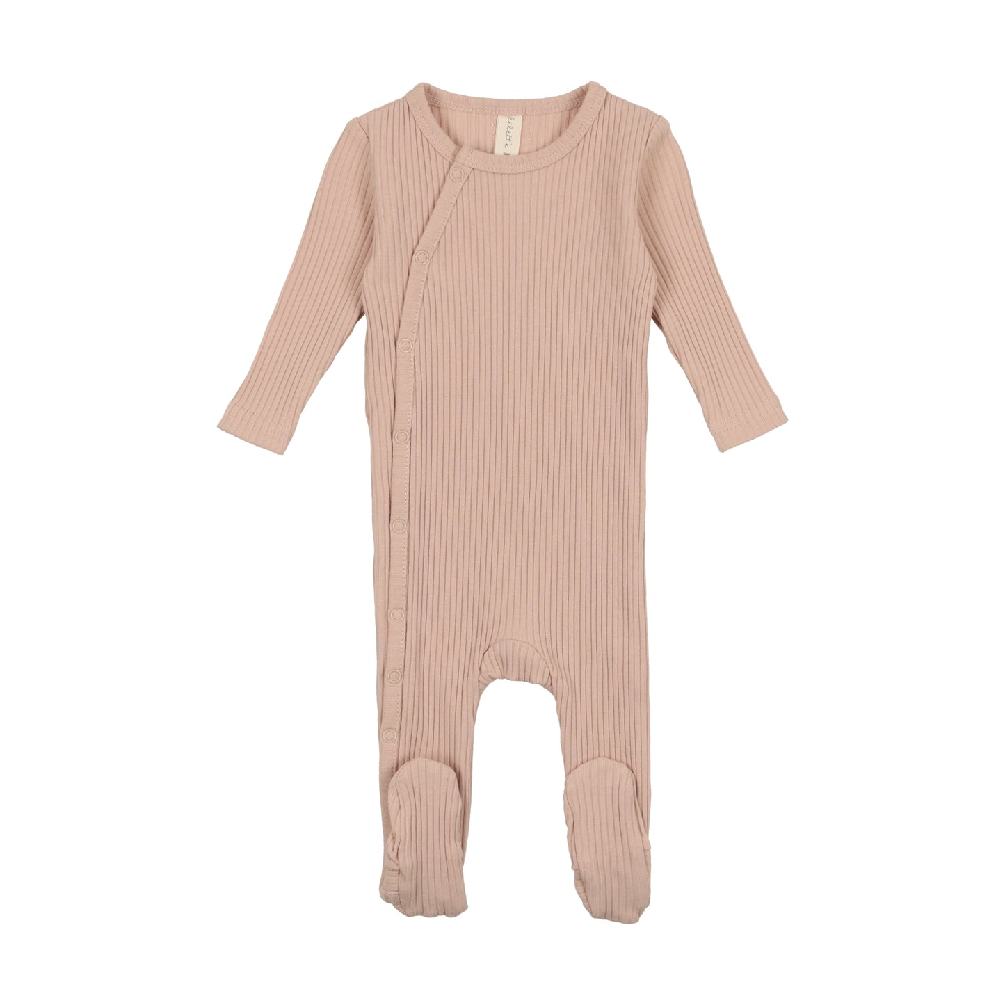 Side Snap Rib Footie- Blush