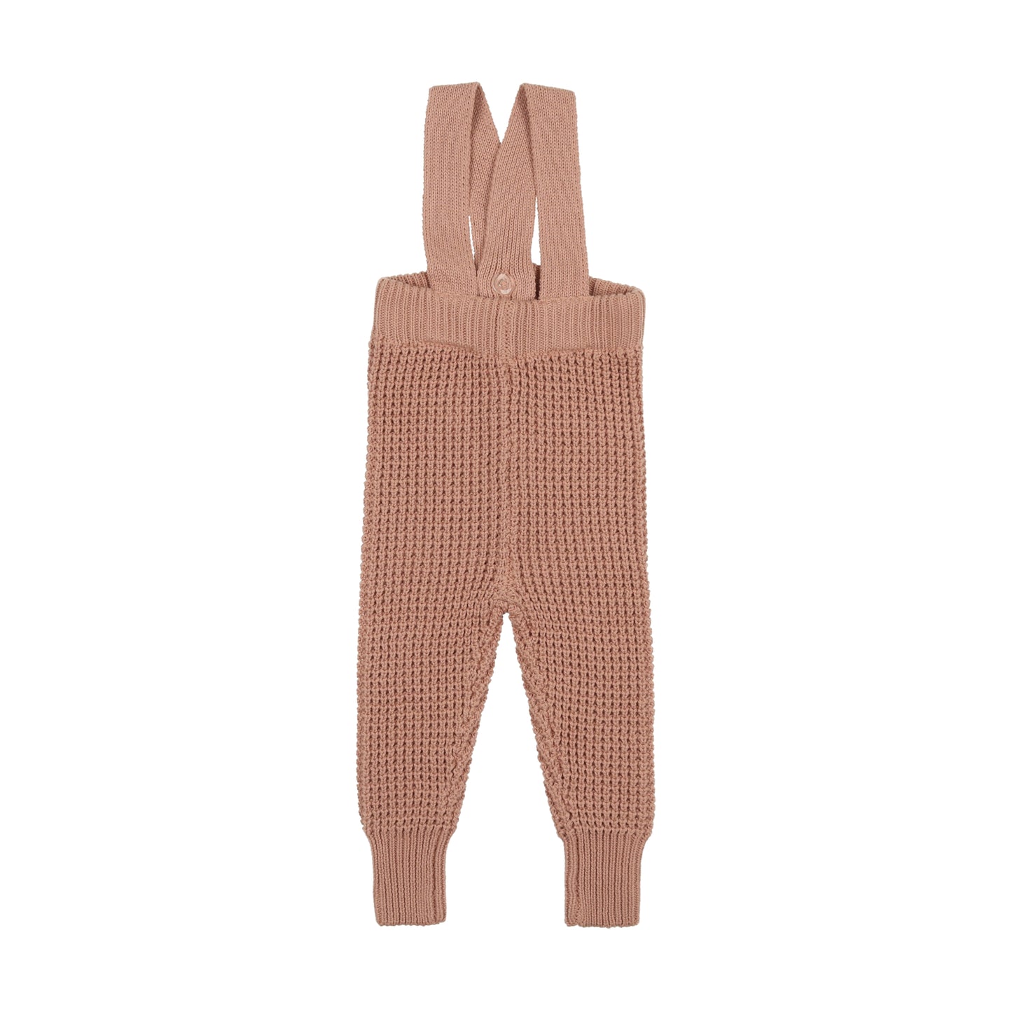 Waffle Knit Long Overalls-Dusty Pink