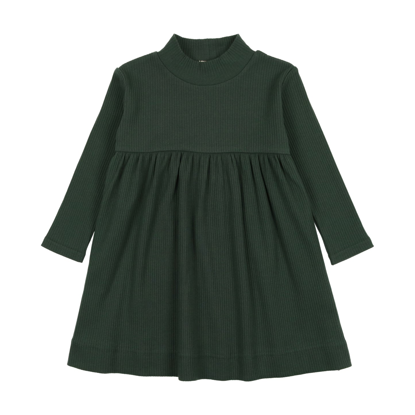 Rib Mockneck Dress- Green