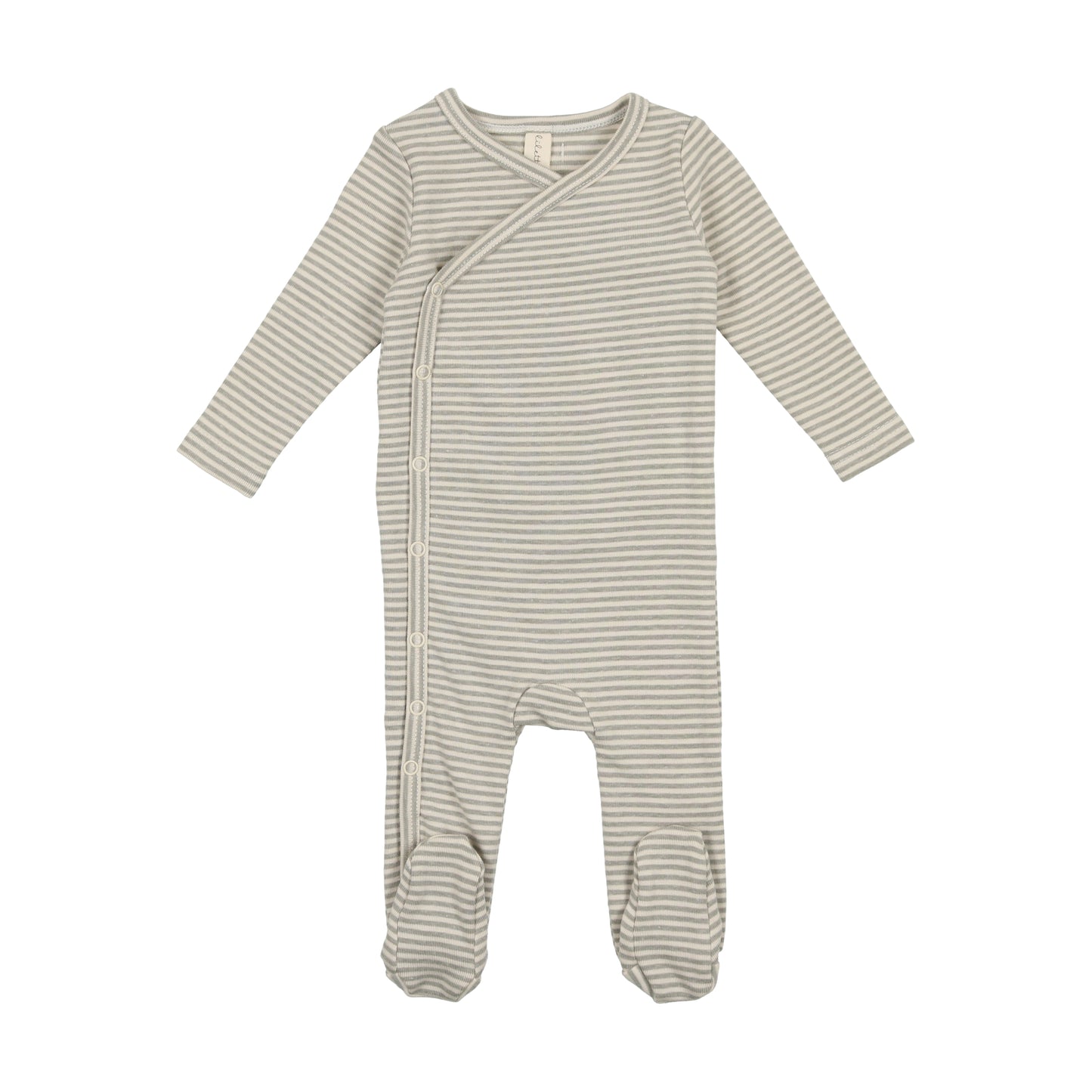 Heather Stripe Footie- Sage