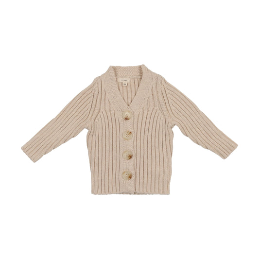 Knit V Cardigan- Ecru