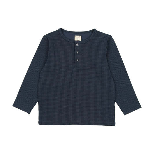 Tiny Check Henley- Blue