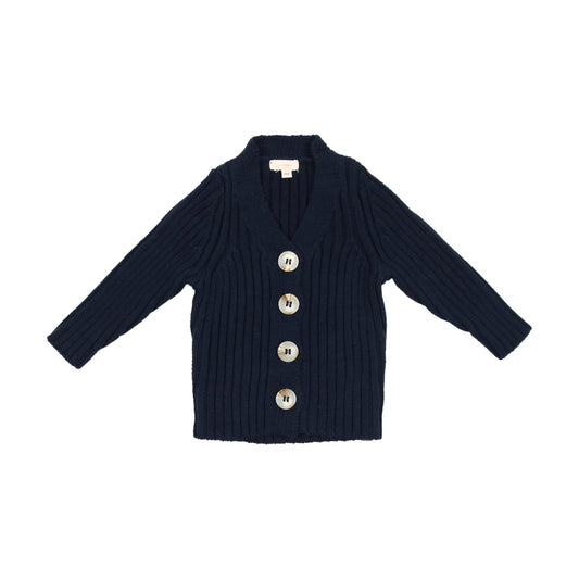 Knit V Cardigan- Navy