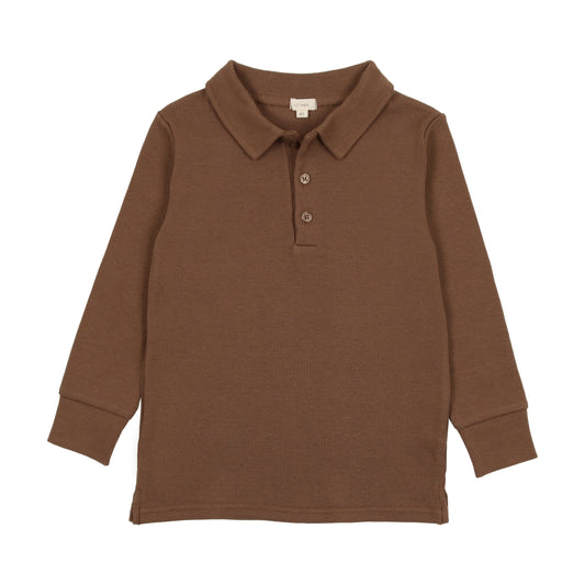 Ribbed Polo- Camel