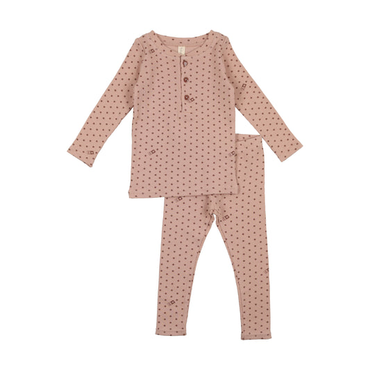 Ribbed Star Lounge Set- Pink/Rose