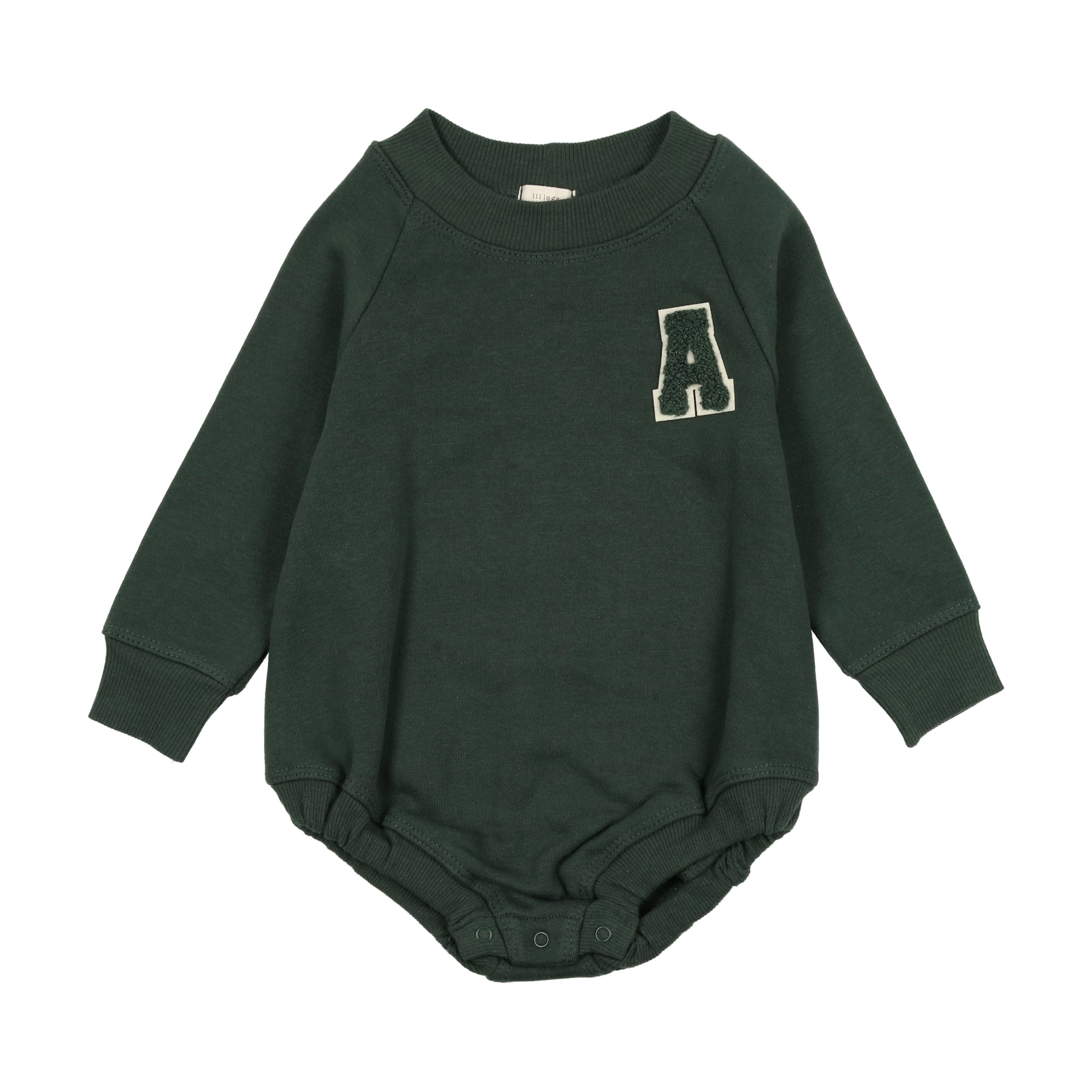 Applique Sweatshirt Romper- Green