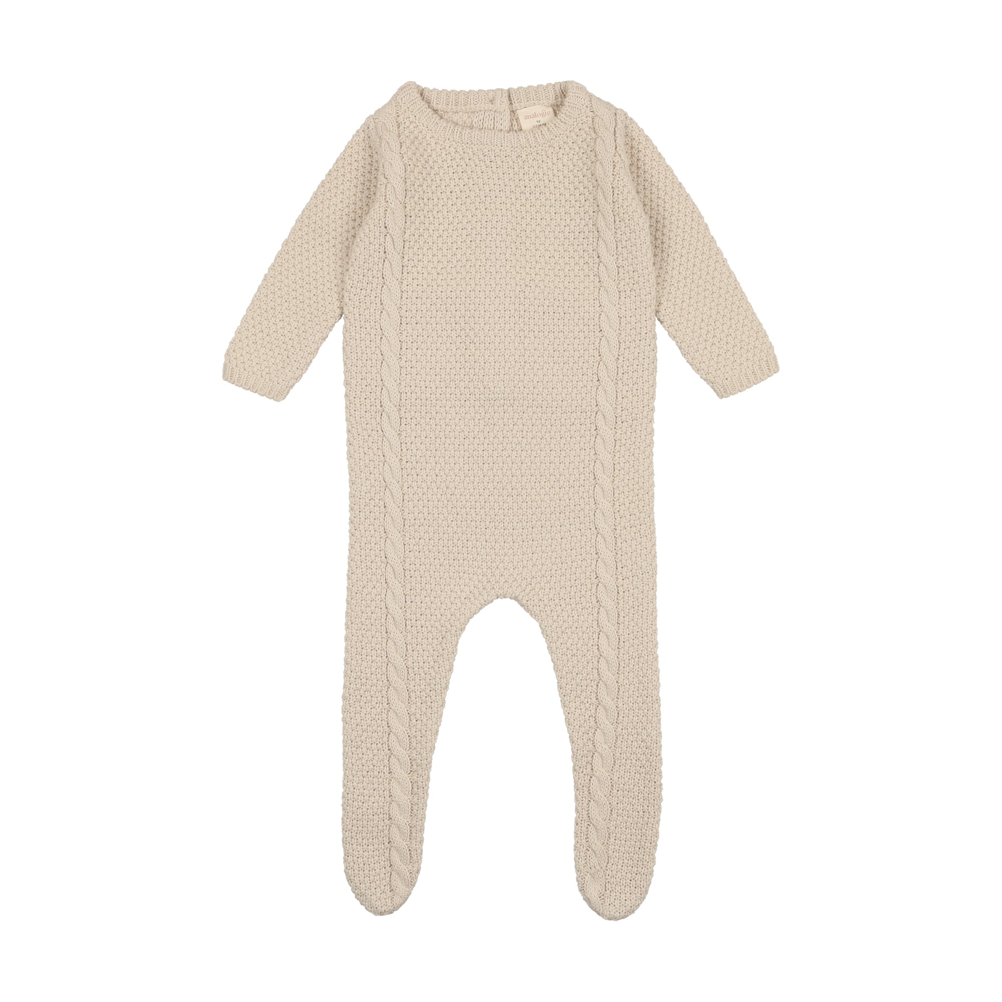 Cable Knit Footie- Natural