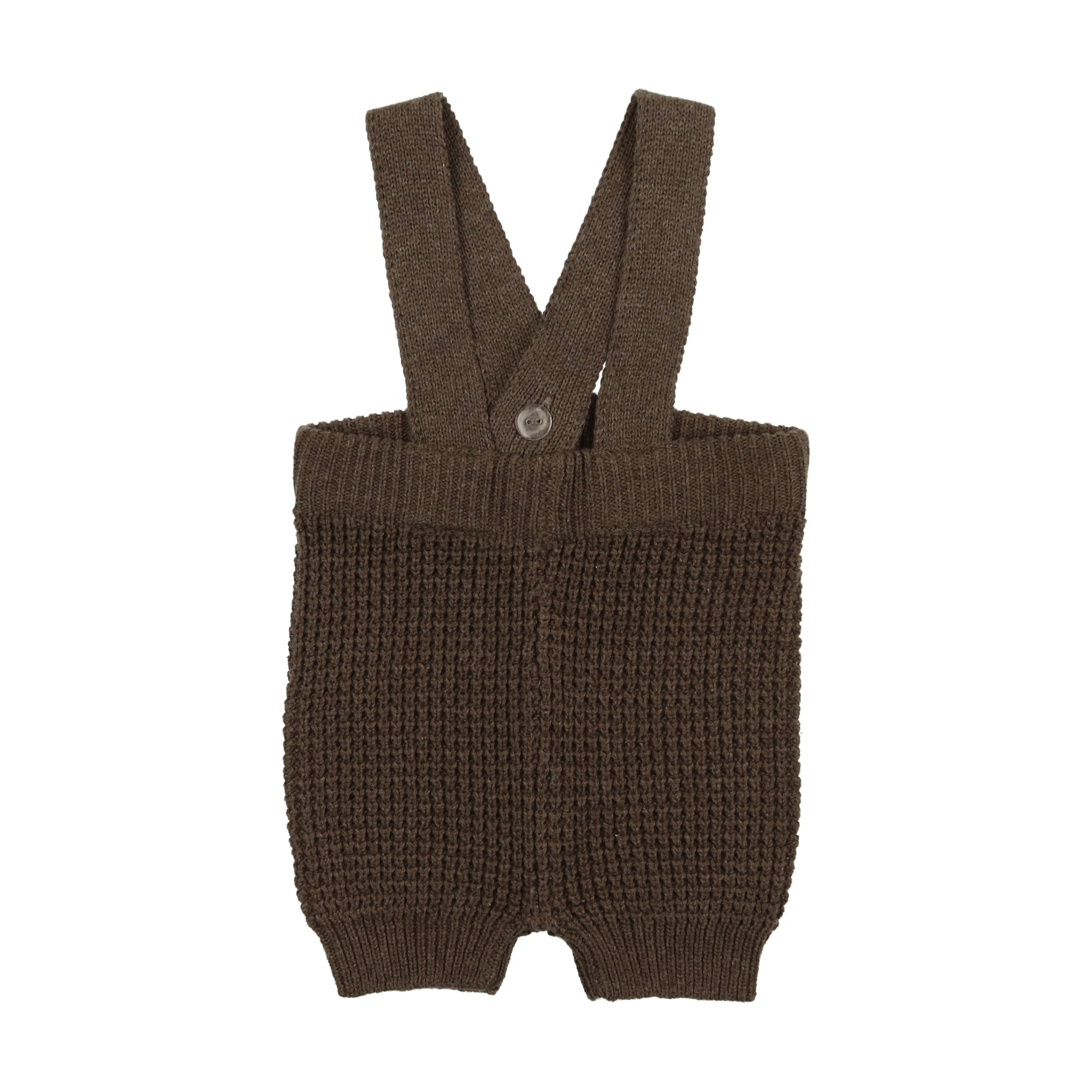 Waffle Knit Short Overalls- Heather Brown