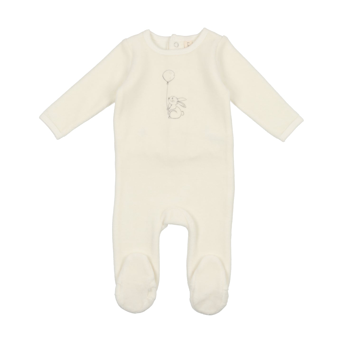 Velour Bunny Footie- White with Balloon