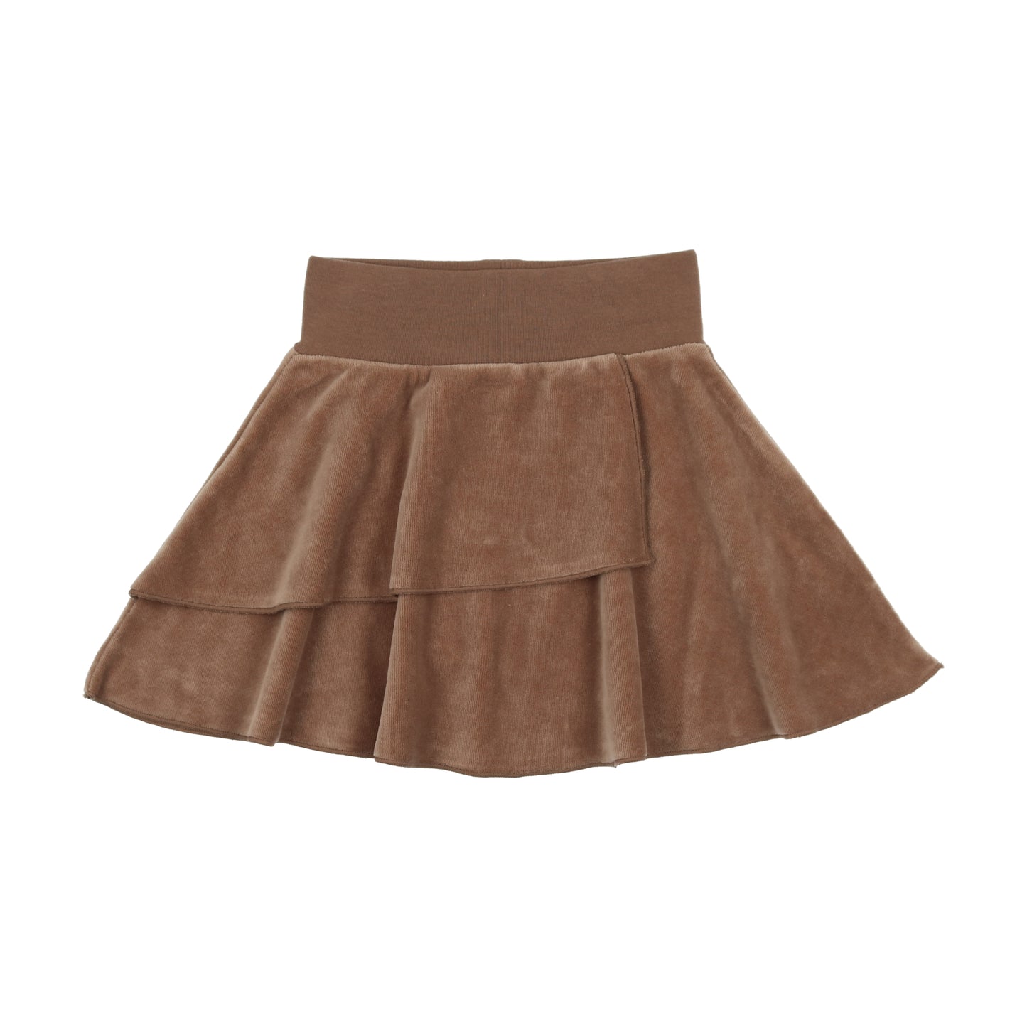 Velour Layered Skirt-  Camel