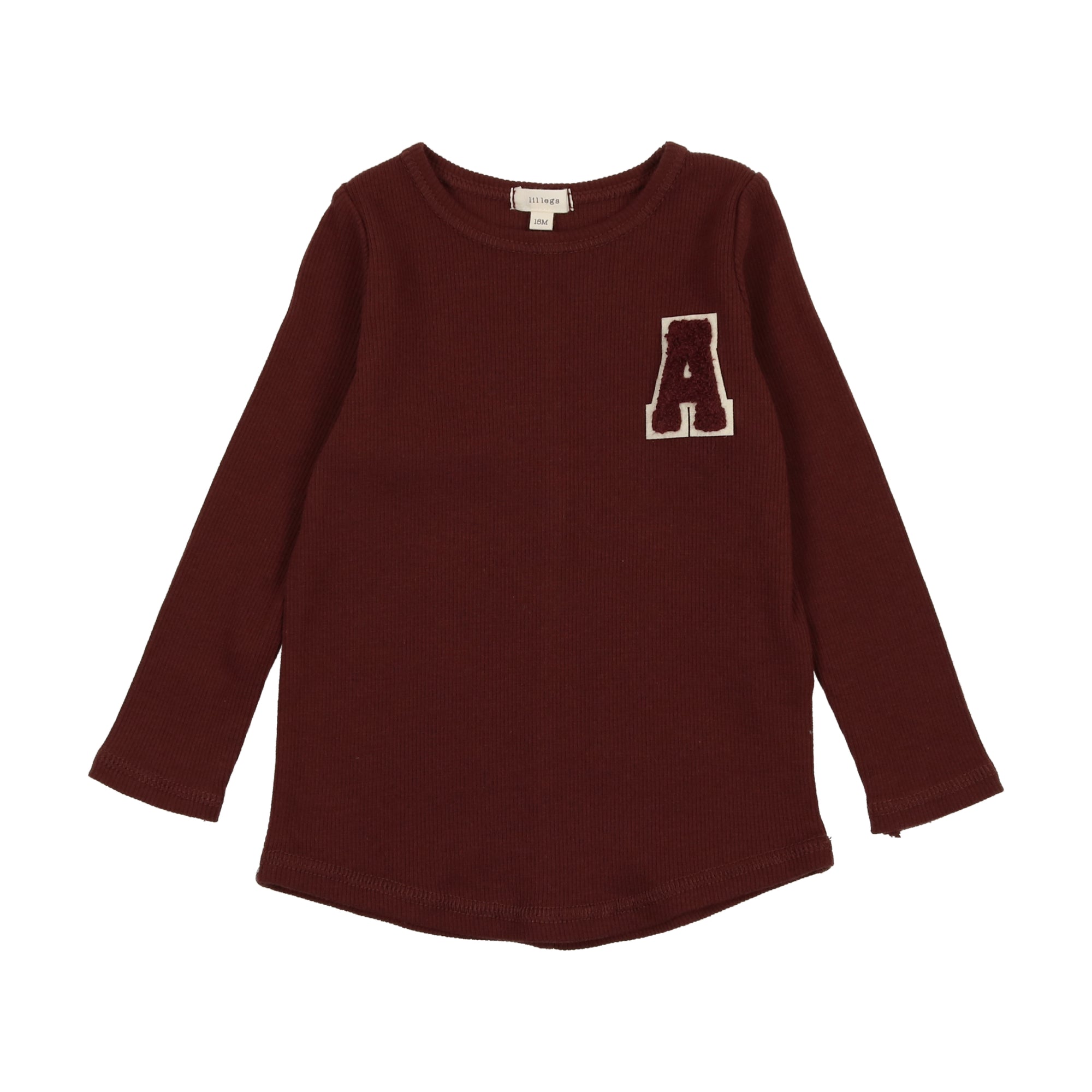 Ribbed Applique Tee Burgundy