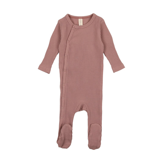 Side Snap Rib Footie- Mauve