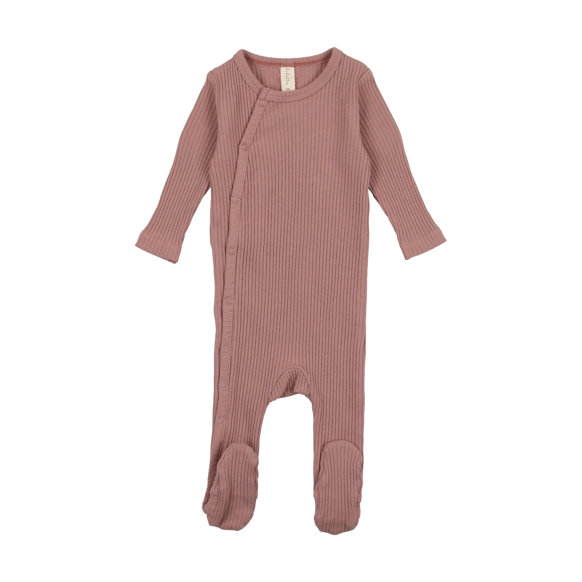 Side Snap Rib Footie- Mauve