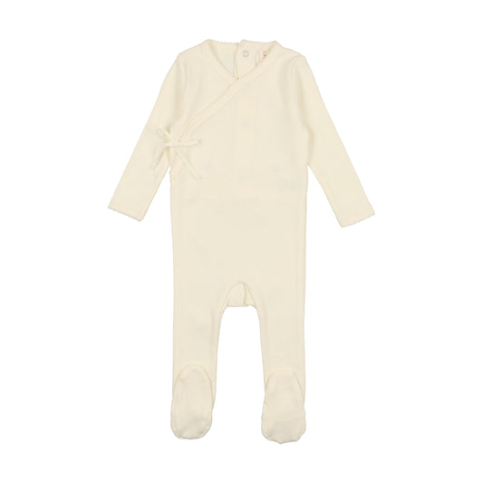 Pinpoint Wrapover Footie- Ivory