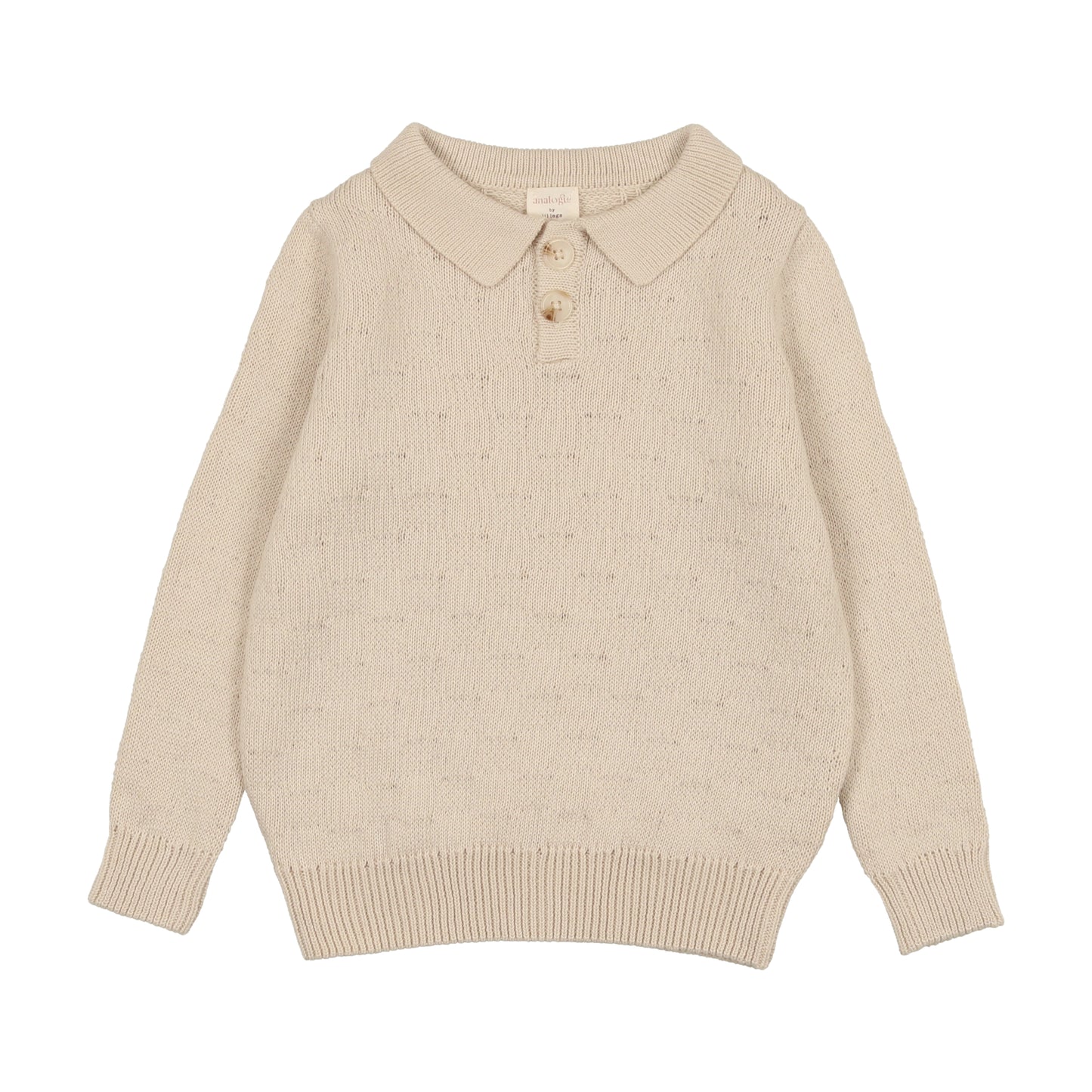 Boys Knit Polo-  Natural