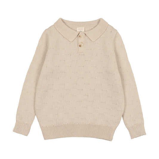 Boys Knit Polo-  Natural