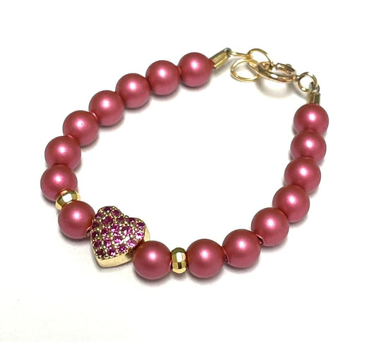 Baby Bracelet Rose With Heart Center