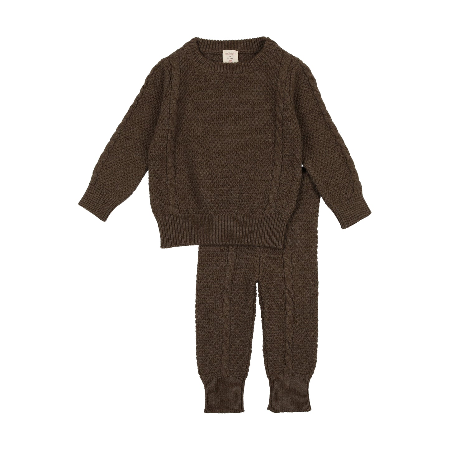 Cable Knit Set-  Heather Brown