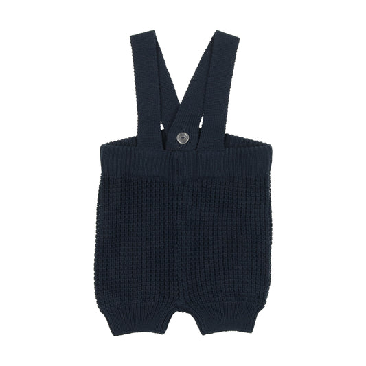 Waffle Knit Short Overalls- Navy