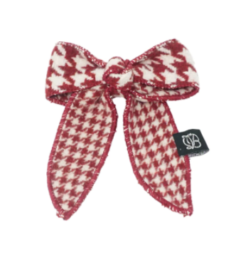 Houndstooth Bow Statement Clip Burgundy