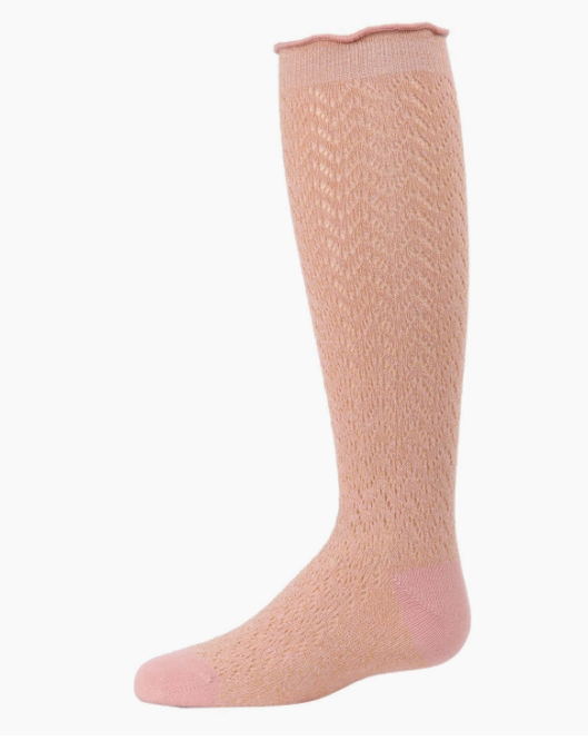 MeMoi Open Work Shimmer Knee High Socks