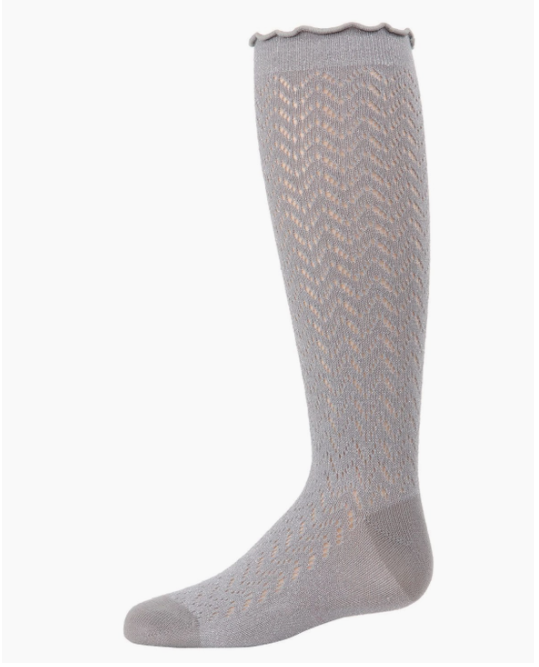 MeMoi Open Work Shimmer Knee High Socks