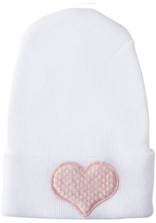 Fuzzy Blush Heart Girls Hospital Hat