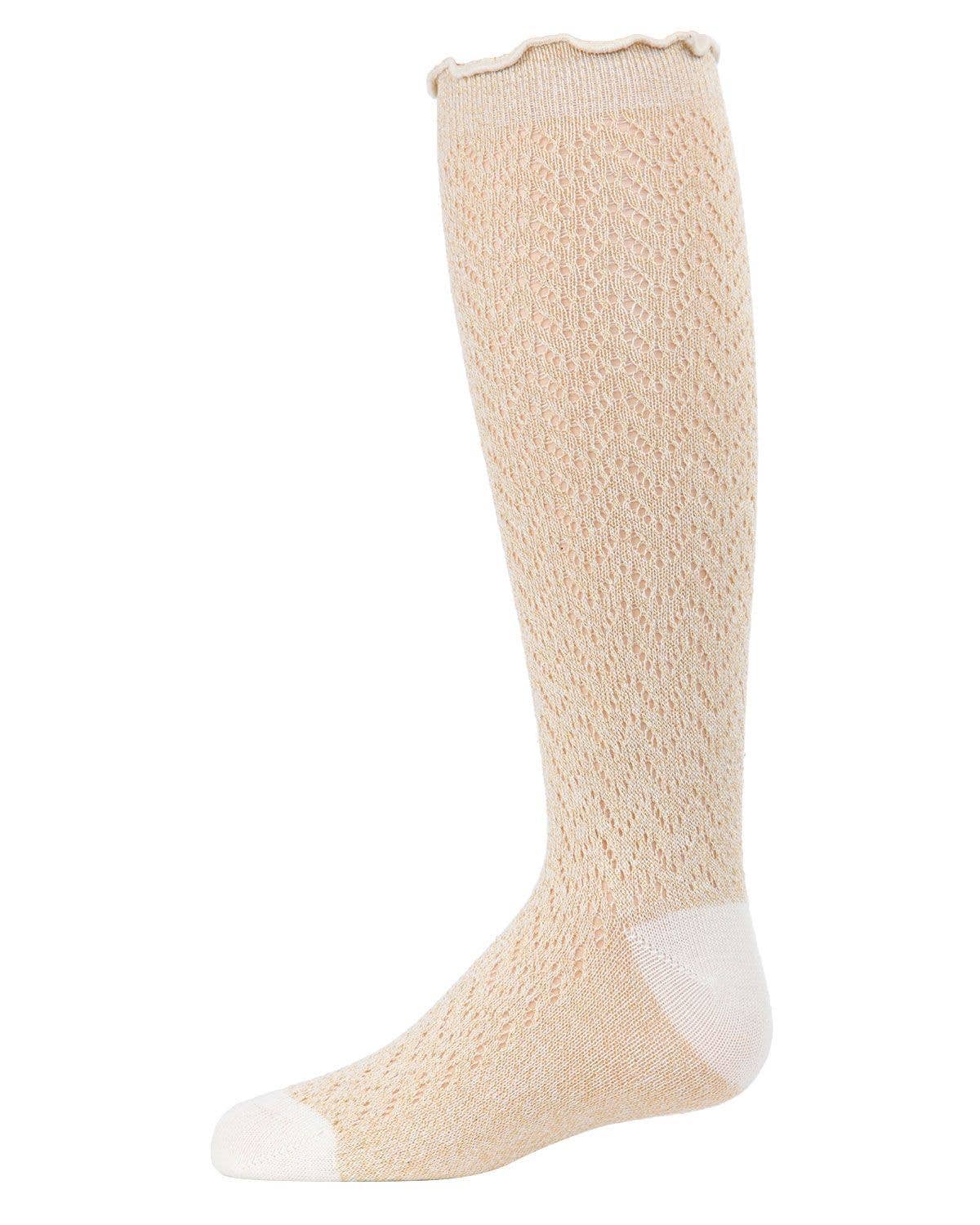 MeMoi Open Work Shimmer Knee High Socks