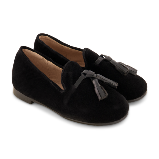 Jet Black Velvet Tassel Loafer