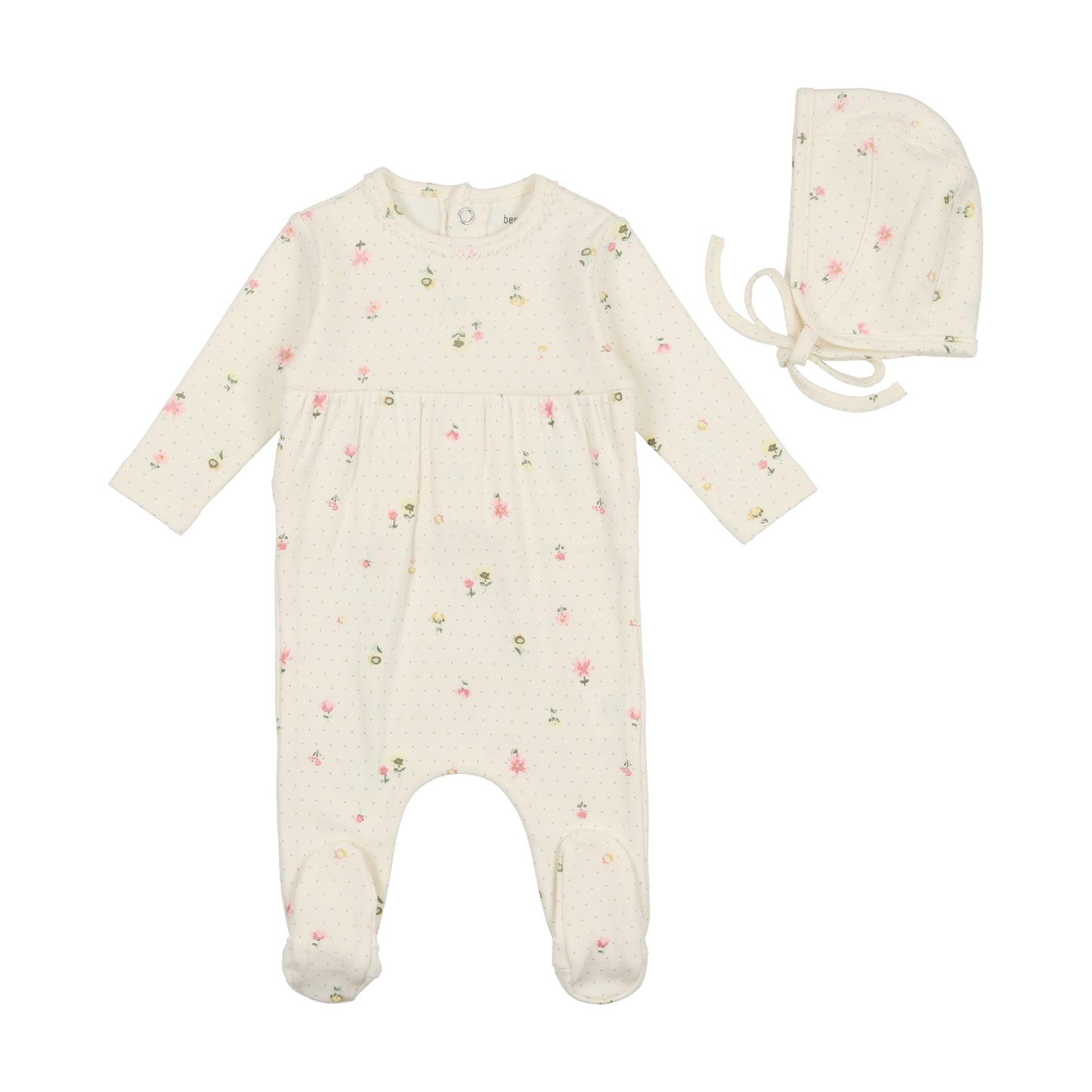 Bee & Dee Floral Dot Footie and Bonnet