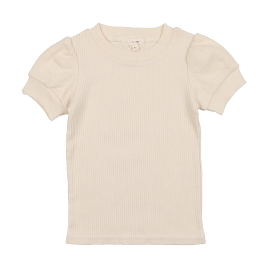 Short Sleeve Rib Puff Sleeve Tee