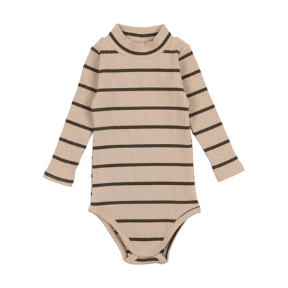 Ribbed Mock Neck Onesie Stripe and Colorblock