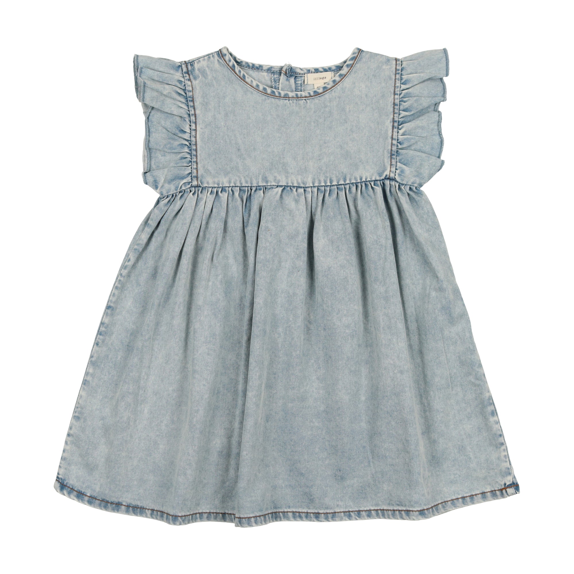 Short Sleeve Flutter Dress Stone Wash