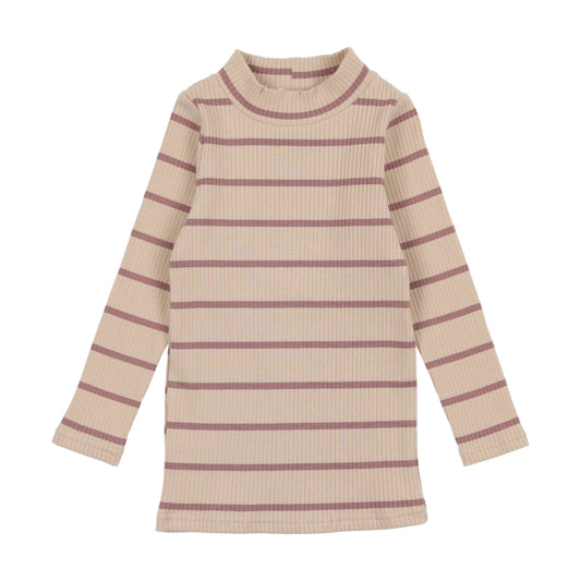 Fashion Ribbed Striped Mock Neck