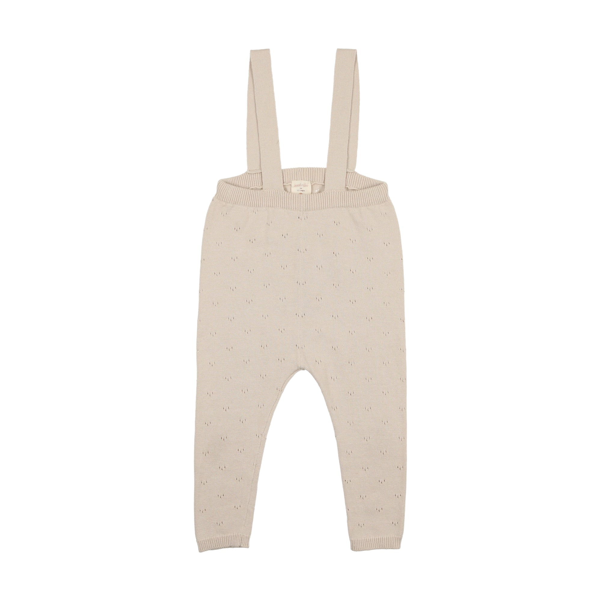 Knit Pointelle Suspender Legging Set With Embroidered Collar Onesie