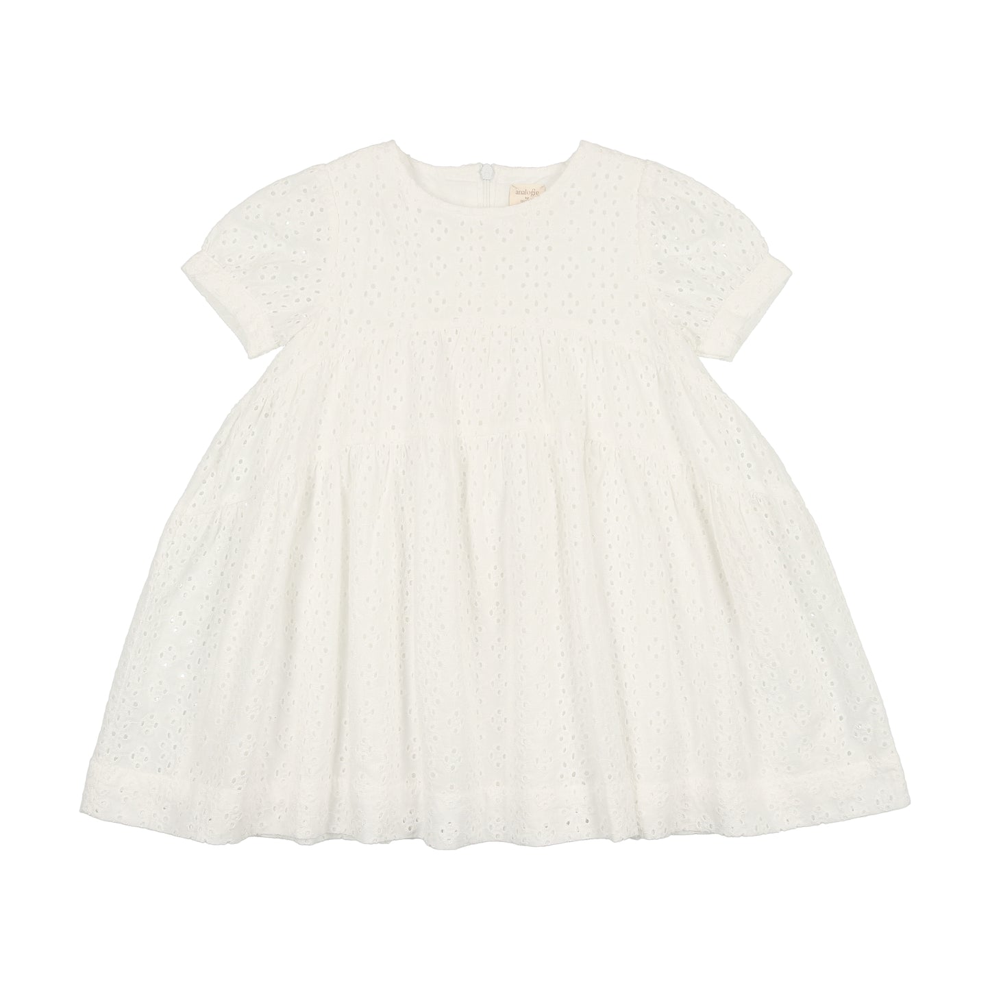 Gathered Dress Short Sleeve White Eyelet