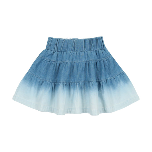 Denim Dip Dye Tiered Skirt