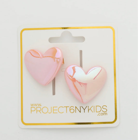 Project 6 Shiny Heart Clip Set